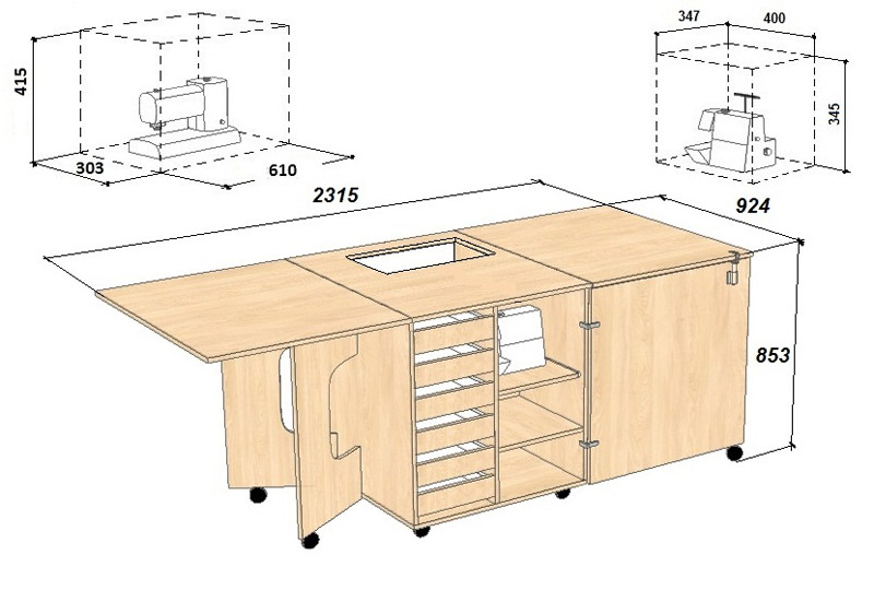 Стол для шитья Комфорт 1QL+ (швейный стол)